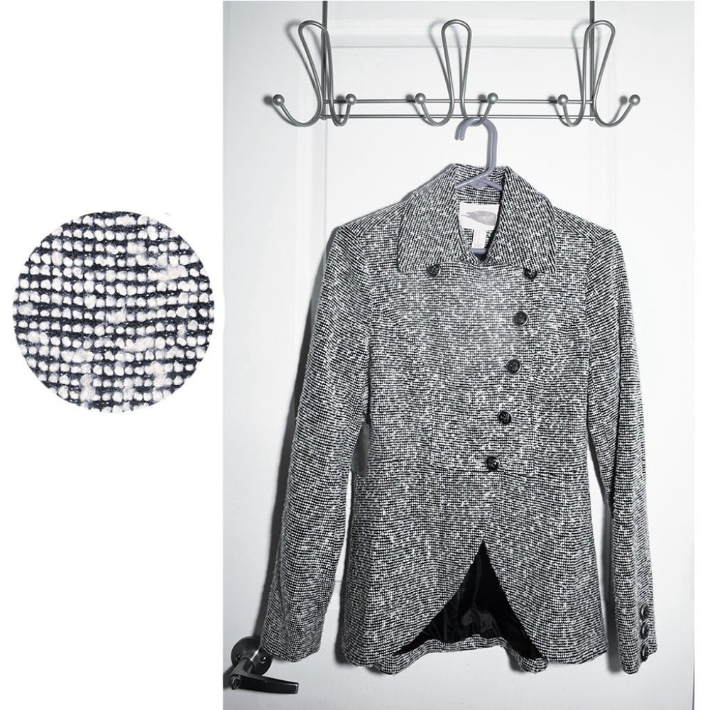 NWT Forever 21 Boucle Double-Breasted Tulip-Hem Jacket with Silver Flecks